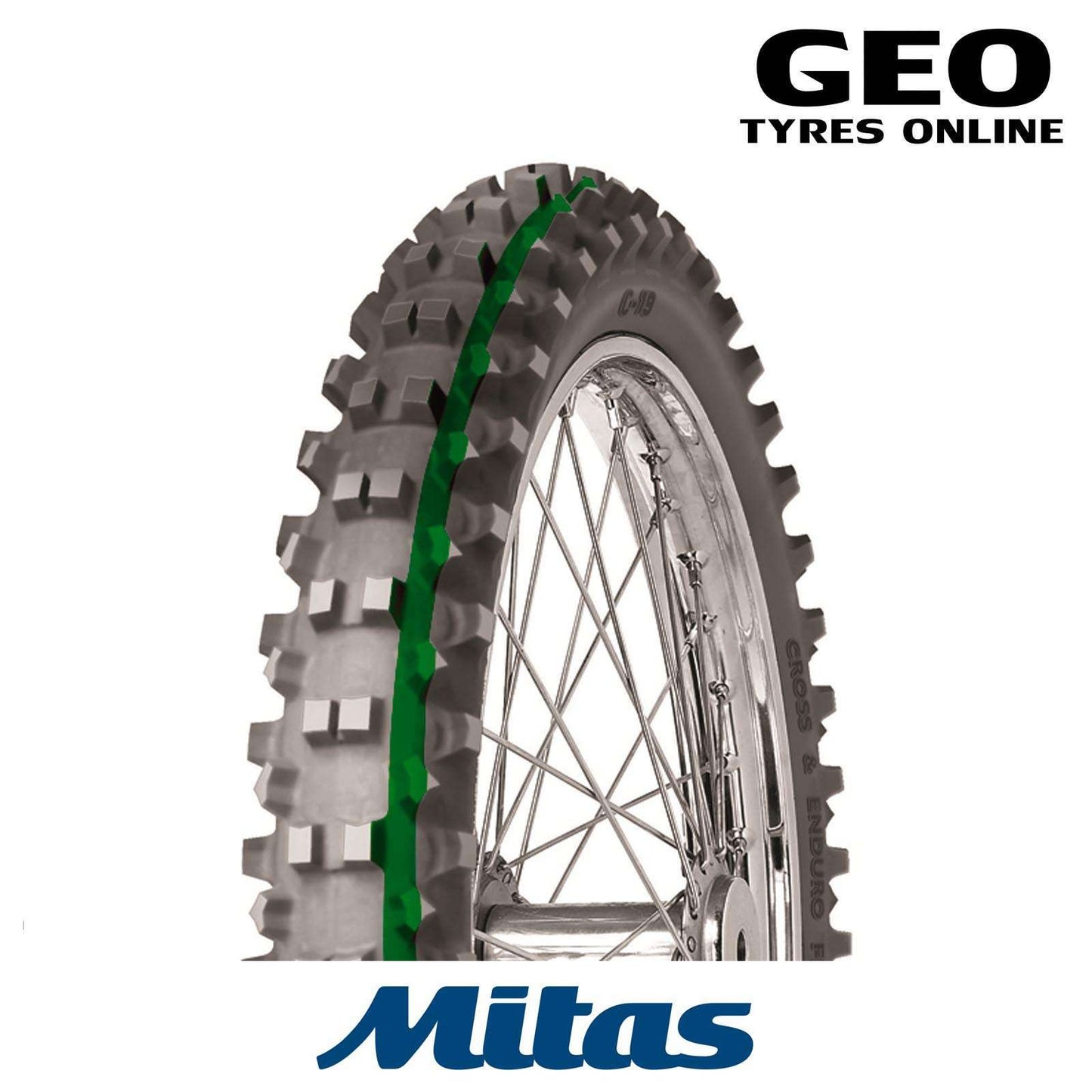 90/100-21 C19 Super Light Green Mitas Front Tyre image 0