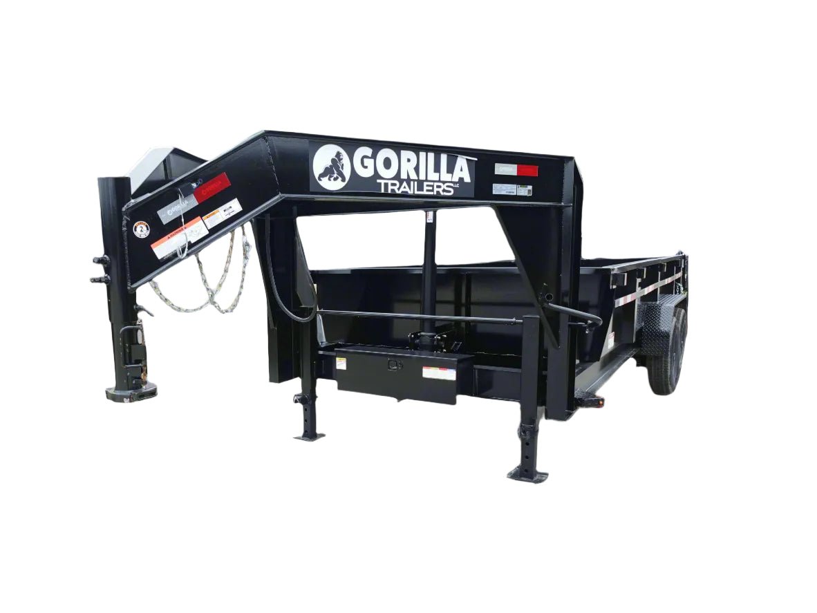 7x16 Gorilla Telescopic Gooseneck IBeam Dump Trailer 2ft Sides (2) 7K Axles image 0