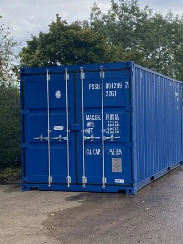 New 20ft blue shipping container with lockbox
Green 20ft single-trip shipping container for sale
20ft shipping container with waist-height locking bars
20ft shipping container for storage or export