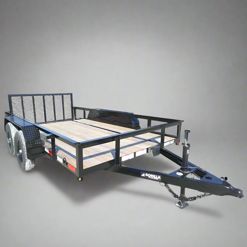 6'4" x 12 Double Axle Utility Trailer Powder Coated Dovetail (2) 3500lb Axles image 0