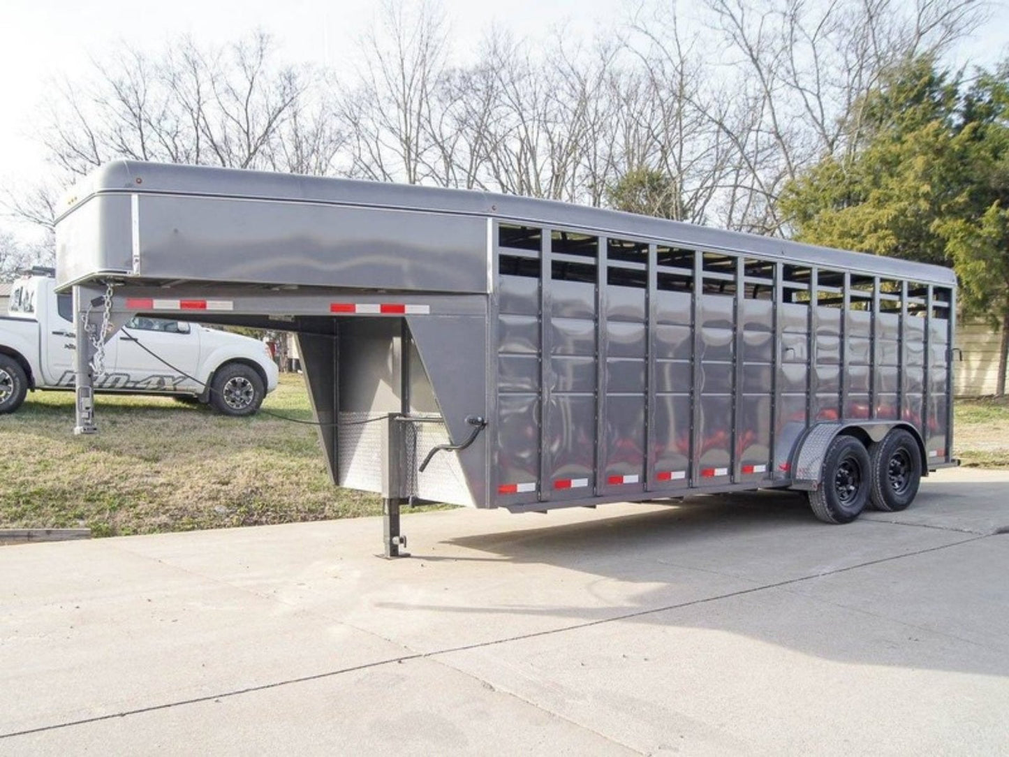 20ft Charcoal Gooseneck Livestock Cattle Trailer (2) 7K Axles image 2