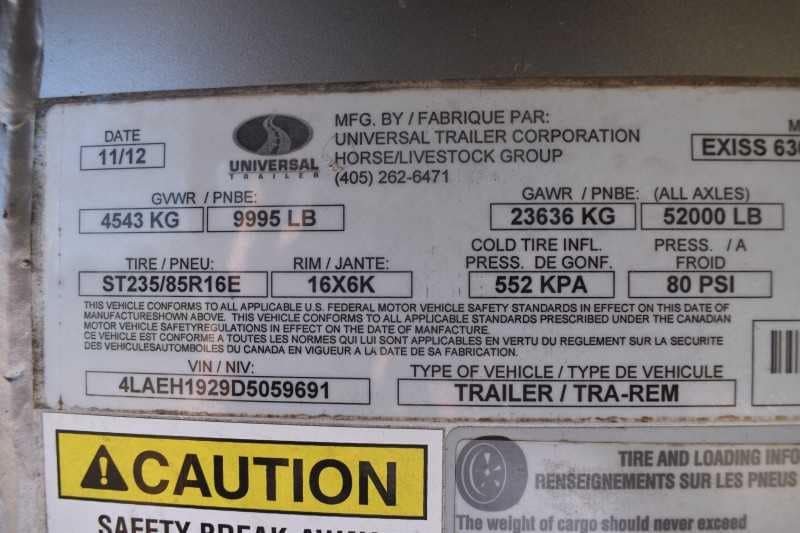 Used 2013 Exiss 6300 3 Horse Gooseneck image 14