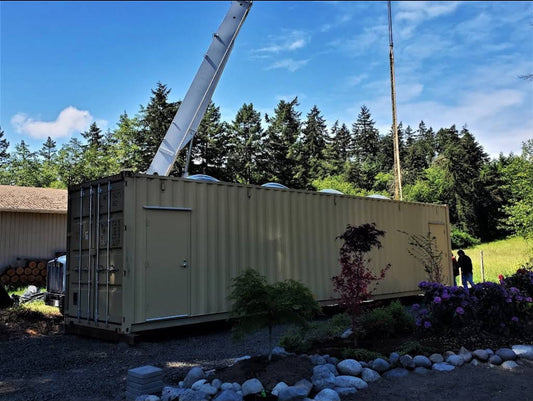 20ft shipping container in storage yard available for sale at Autogas Parts
