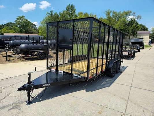 6.4' x 14' (2) 3500 Axles Leaf Cage Debris Loader Utility Trailer image 0