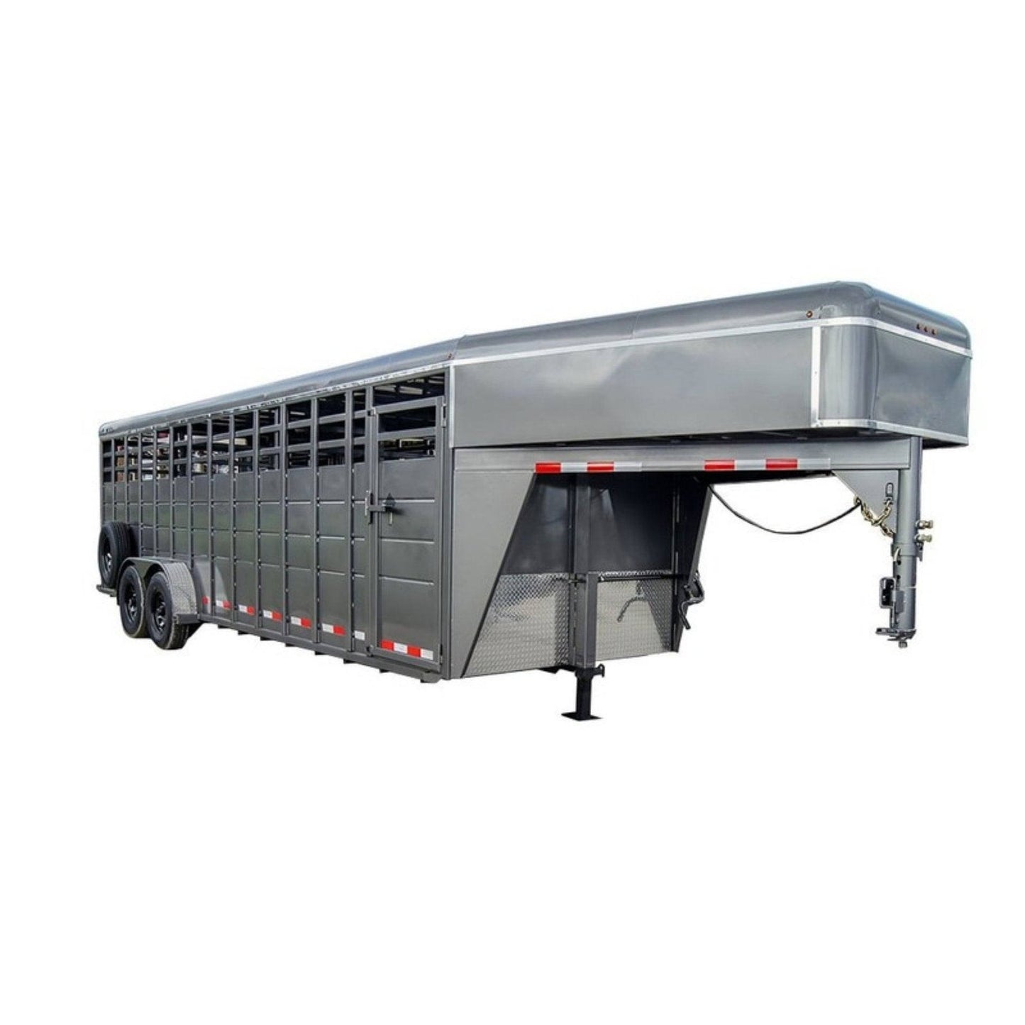24ft Charcoal Gooseneck Livestock Trailer with Padded Floors (2) 7K Axles image 0