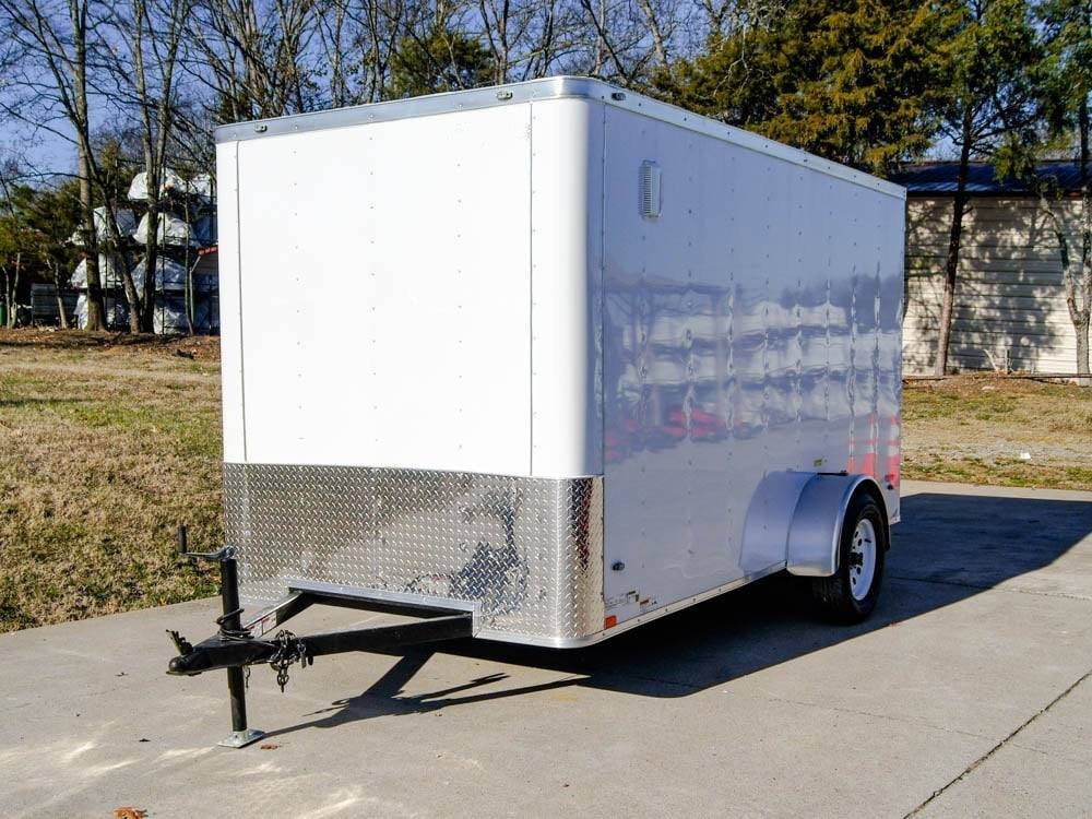 6x12 Flat Nose White Enclosed Trailer 3,500lb Axle image 0