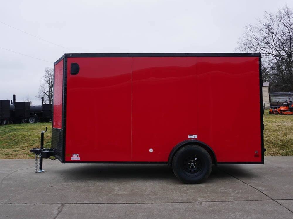 7x12 Enclosed Trailer Red V-Nose Blackout Package 3,500lb Axle Storage image 2
