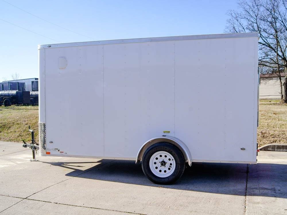 6x12 Flat Nose White Enclosed Trailer 3,500lb Axle image 3