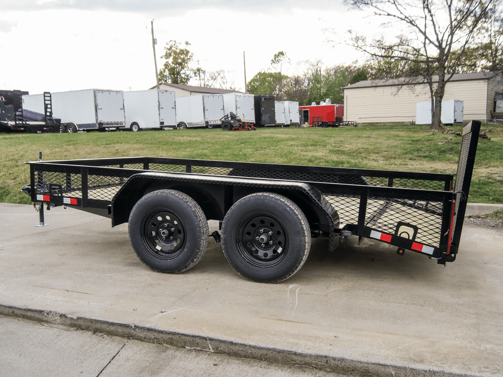 6.4x12 Dovetail Utility Trailer with 1ft Mesh Sides (2) 3,500lb Axles image 1