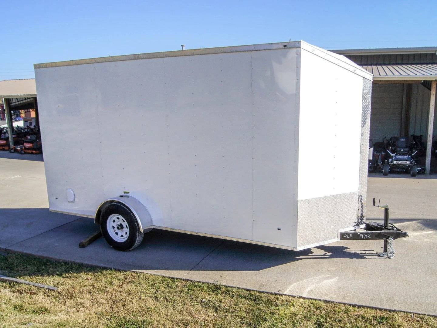 6x14 White Slant Top V-Nose Enclosed Trailer 3,500lb Axle image 2