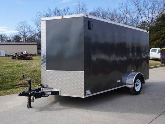 7x12 Enclosed Charcoal Trailer with Silver ATP 3500lb Axle Storage image 0