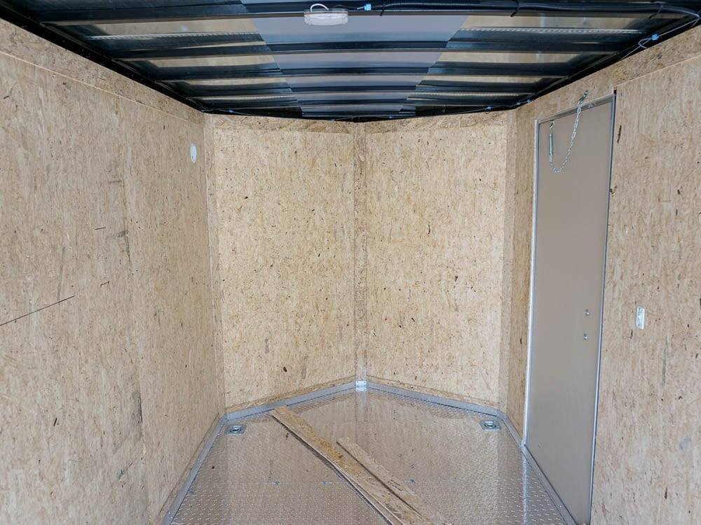 6' X 12' White Enclosed V-Nose Trailer with Diamond Plate Floor Storage image 18