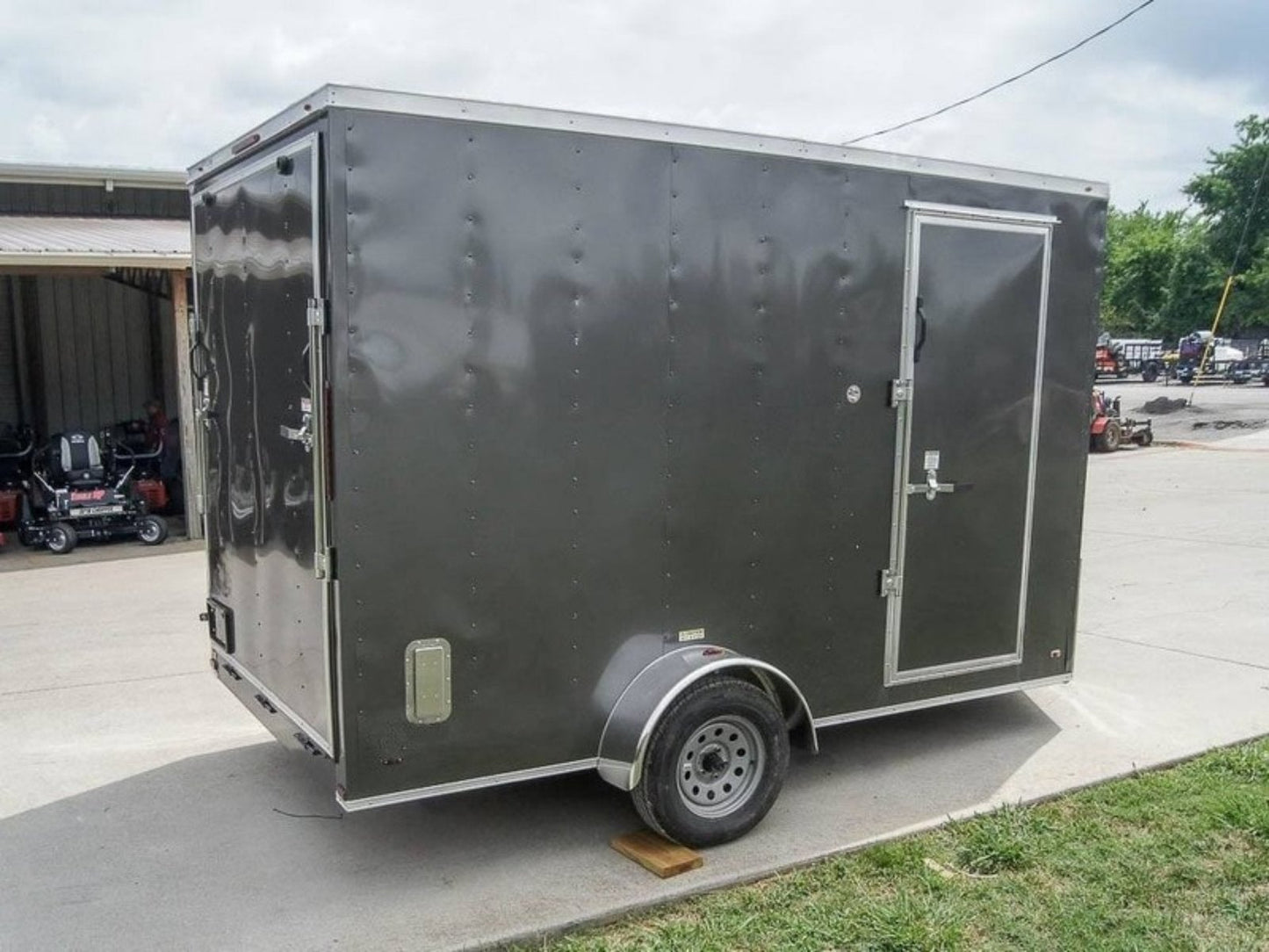 7x12 Charcoal V-Nose Custom Enclosed Trailer 3500lb Axle with Brake Storage image 3