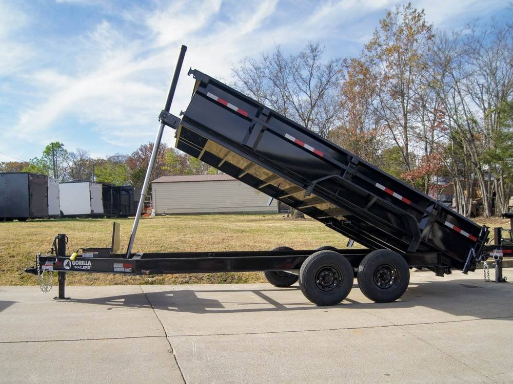 7x16 Gorilla Telescopic IBeam Dump Trailer with 2ft Sides (2) 7K Axles image 2