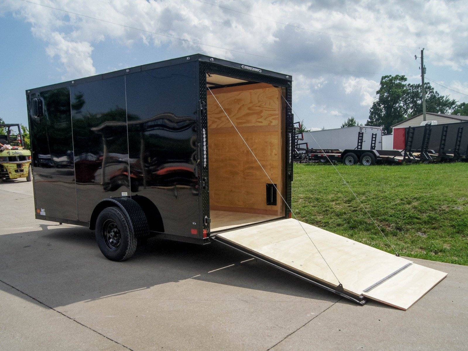 6x12 Enclosed Trailer Black V-Nose Blackout Package 3,500lb Axle Storage image 14