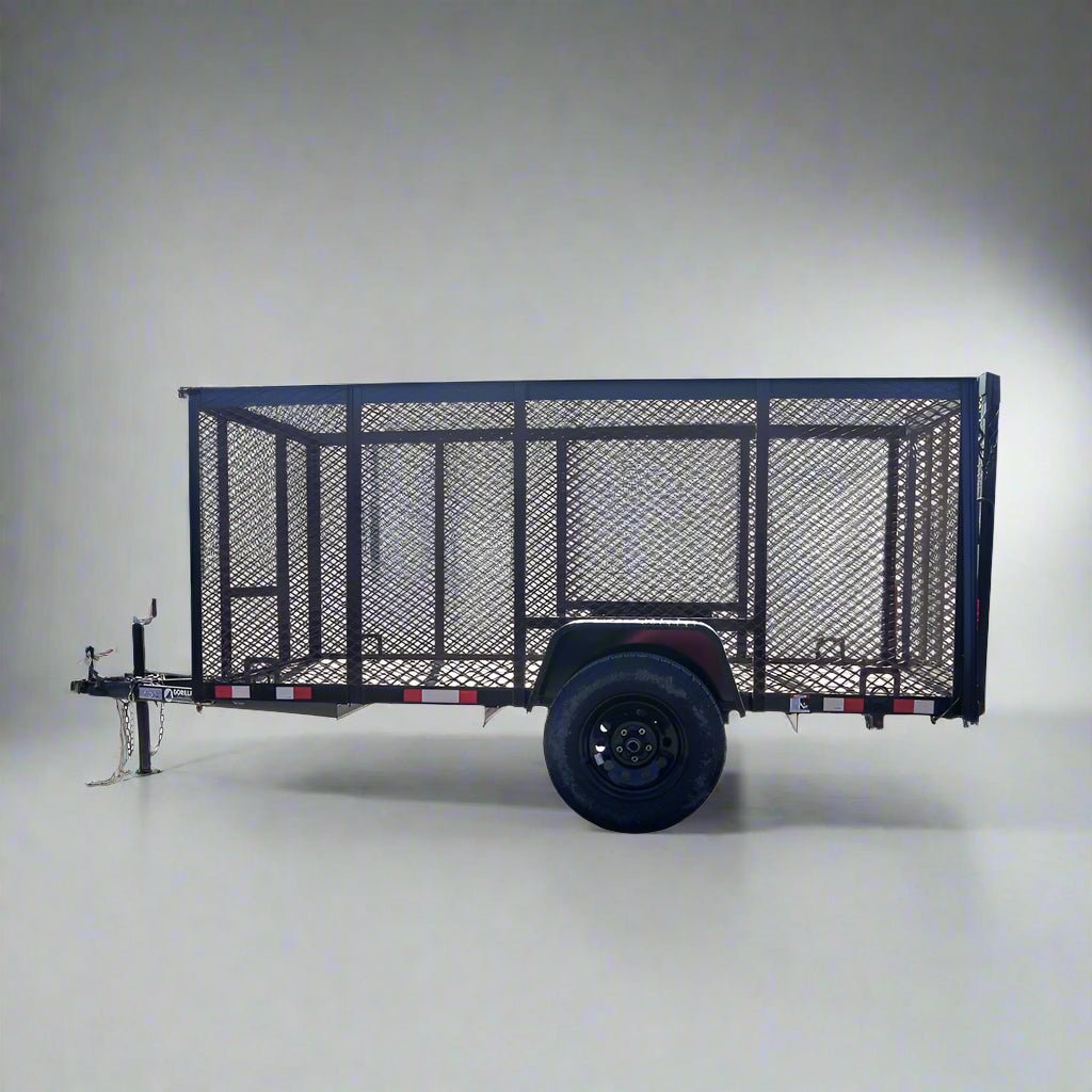 5x10 Straight Deck Utility Trailer 4ft Mesh Sides 3500lb Axle image 0