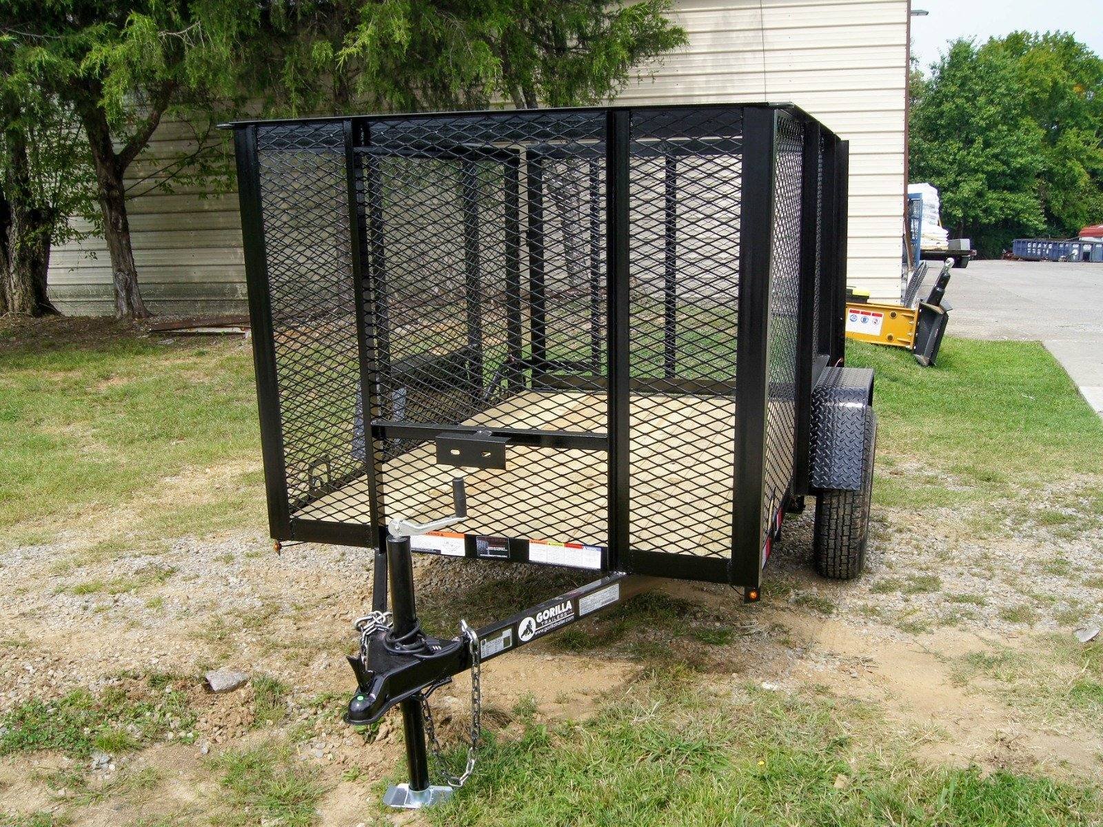 5x8 Straight Deck Utility Trailer with 4ft Mesh Side 3500lb Axle image 1