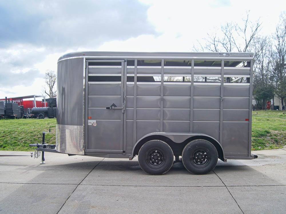 14ft Charcoal Horse Livestock Cattle Trailer (2) 3,500lb Axles with Dressing Room image 3
