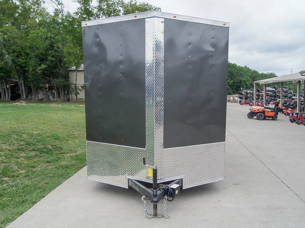 7x12 Charcoal V-Nose Custom Enclosed Trailer 3500lb Axle with Brake Storage image 0