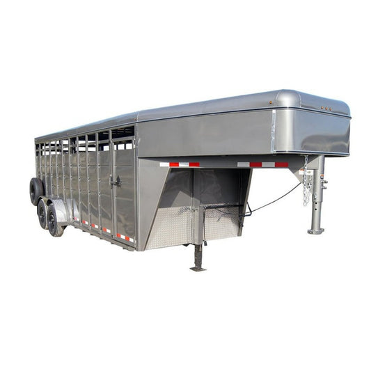 20ft Charcoal Gooseneck Livestock Cattle Trailer (2) 7K Axles image 0