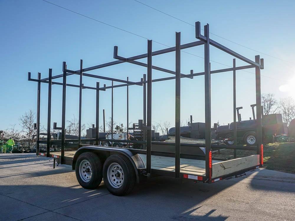 6.4 x 16 Straight Deck Tandem Axle Utility Trailer w/ 6ft Ladder Racks image 5
