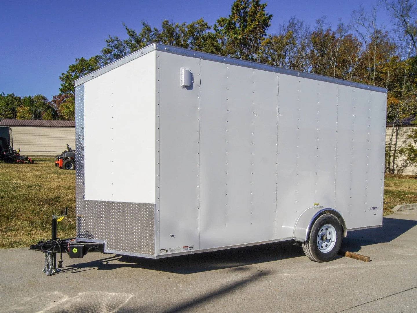 6x14 White Slant Top V-Nose Enclosed Trailer 3,500lb Axle image 1