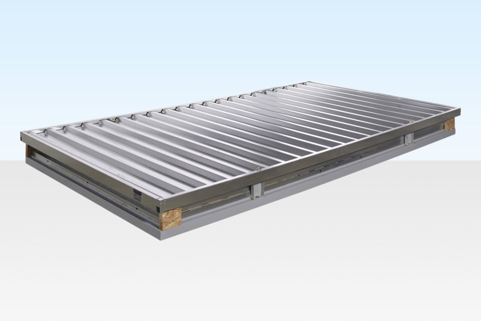 4m x 2.1m Flat Pack Container Store – Galvanised image 1