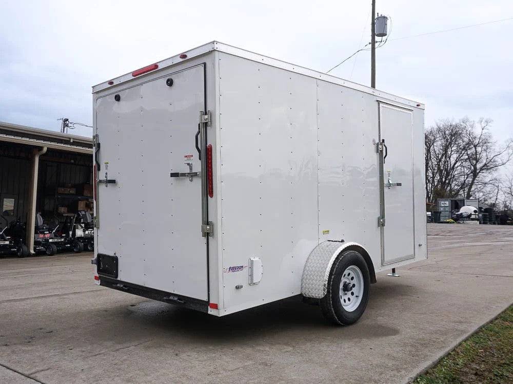 6' X 12' White Enclosed V-Nose Trailer with Diamond Plate Floor Storage image 6
