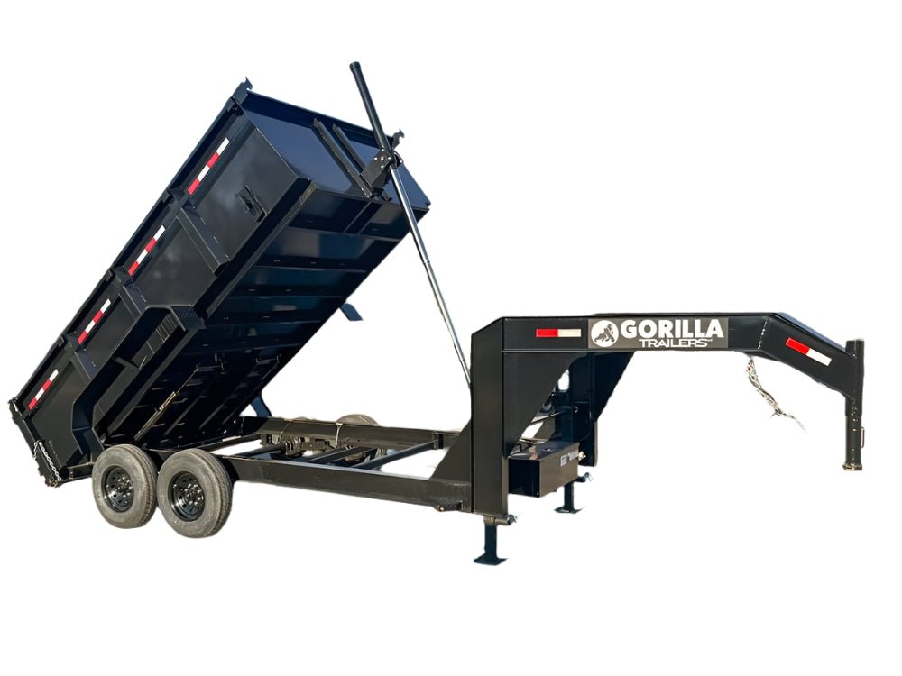 7x14 Gorilla Telescopic Gooseneck IBeam Dump Trailer 3ft Sides (2) 7K Axles image 0