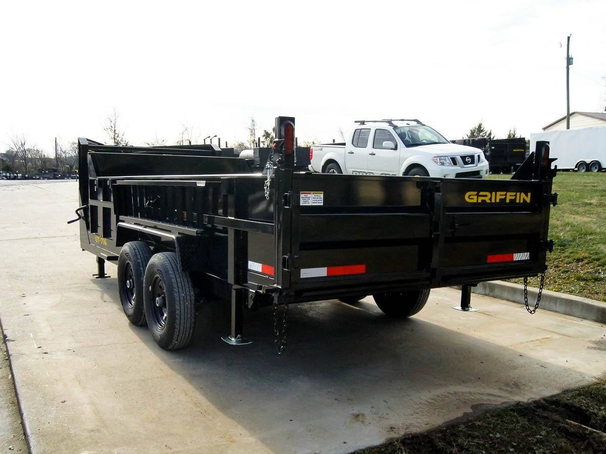 7x16 Gooseneck Telescopic Dump Trailer with 2ft Sides (2) 7K Axles image 4