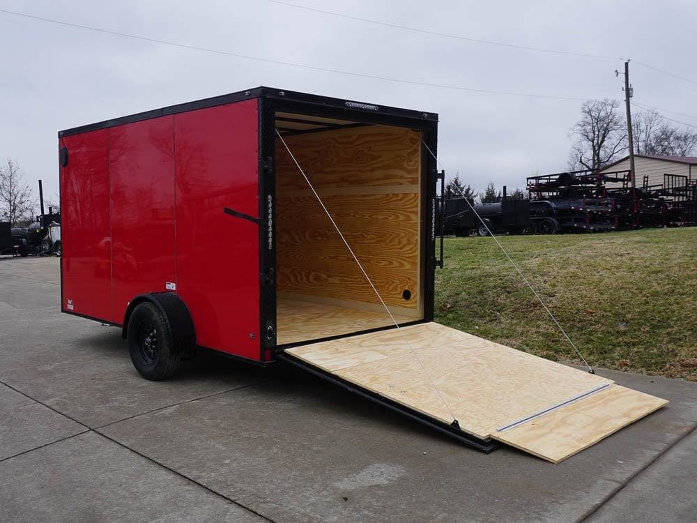 7x12 Enclosed Trailer Red V-Nose Blackout Package 3,500lb Axle Storage image 14