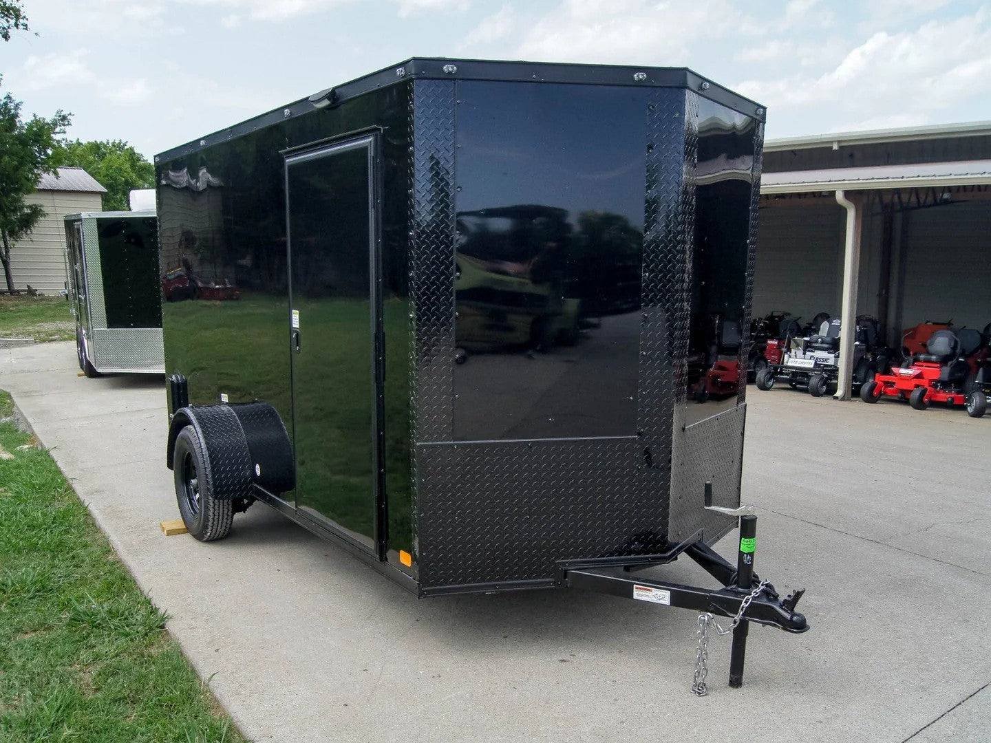 6x12 Enclosed Trailer Black V-Nose Blackout Package 3,500lb Axle Storage image 1