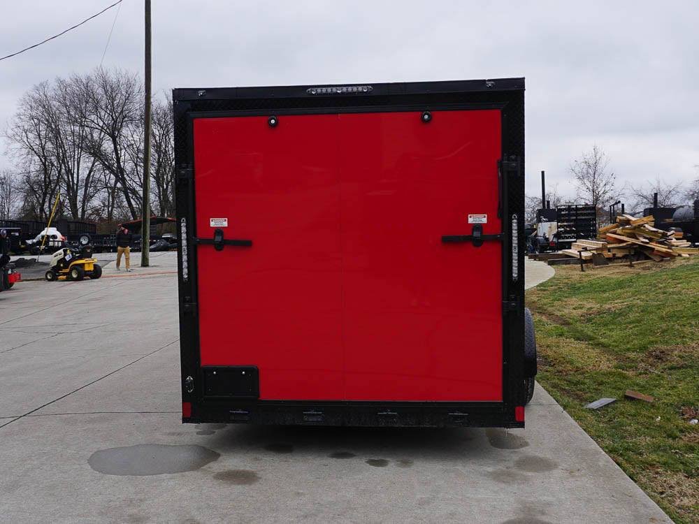 7x12 Enclosed Trailer Red V-Nose Blackout Package 3,500lb Axle Storage image 6