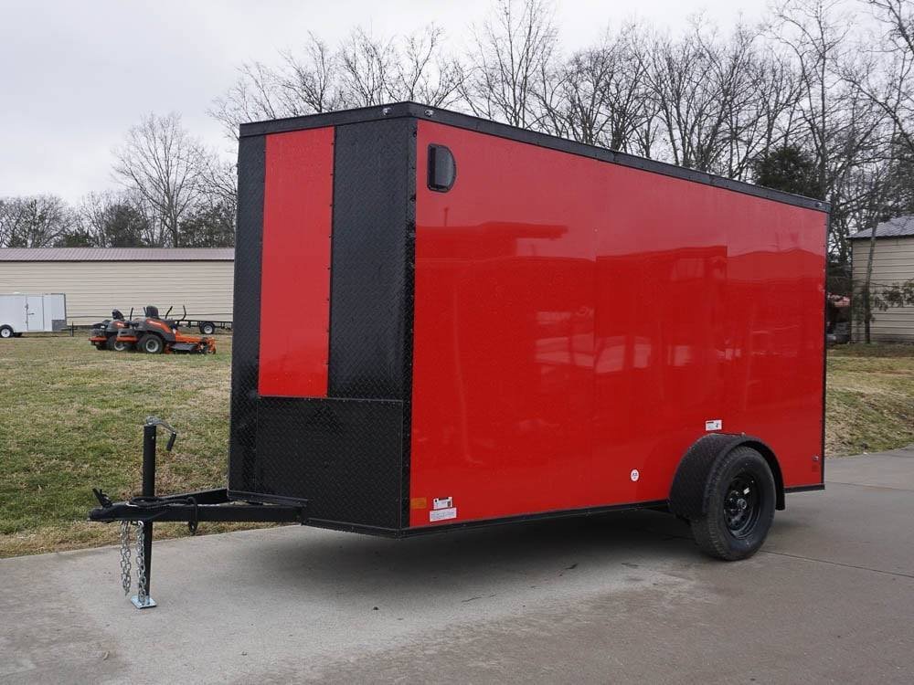 6x12 Enclosed Trailer Red V-Nose Blackout Package 3,500lb Axle Storage image 2
