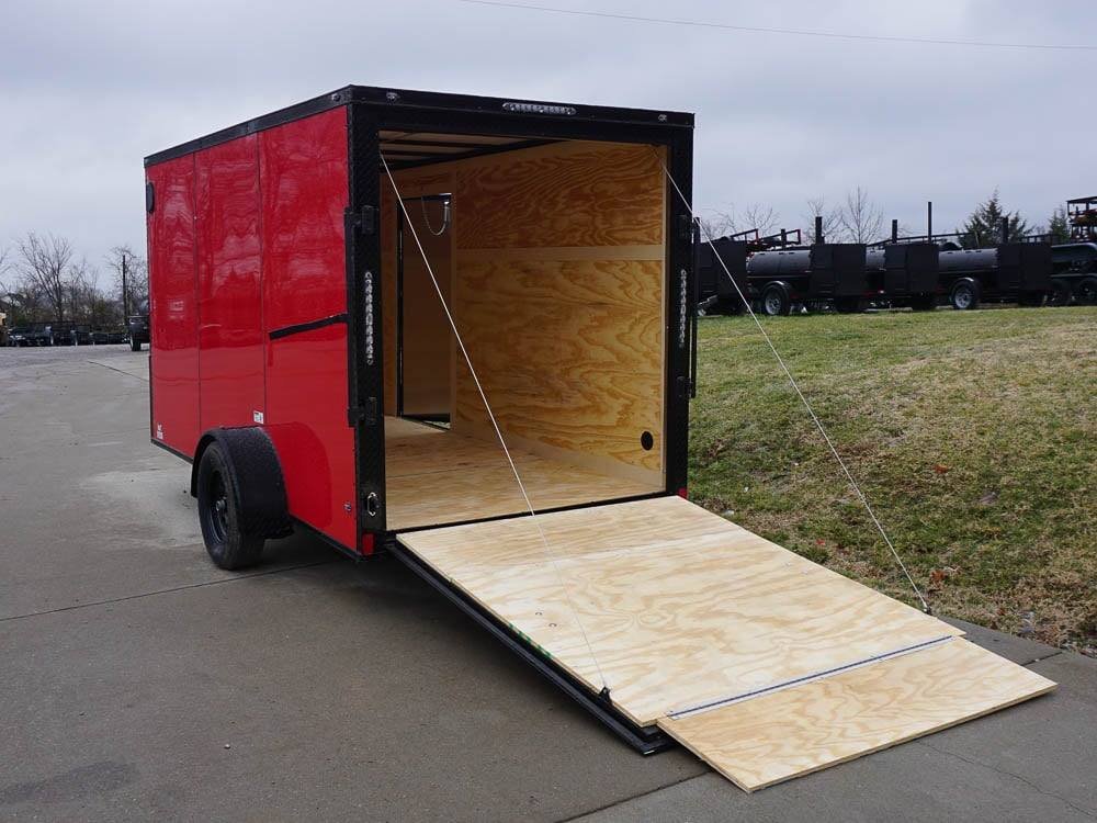 6x12 Enclosed Trailer Red V-Nose Blackout Package 3,500lb Axle Storage image 12