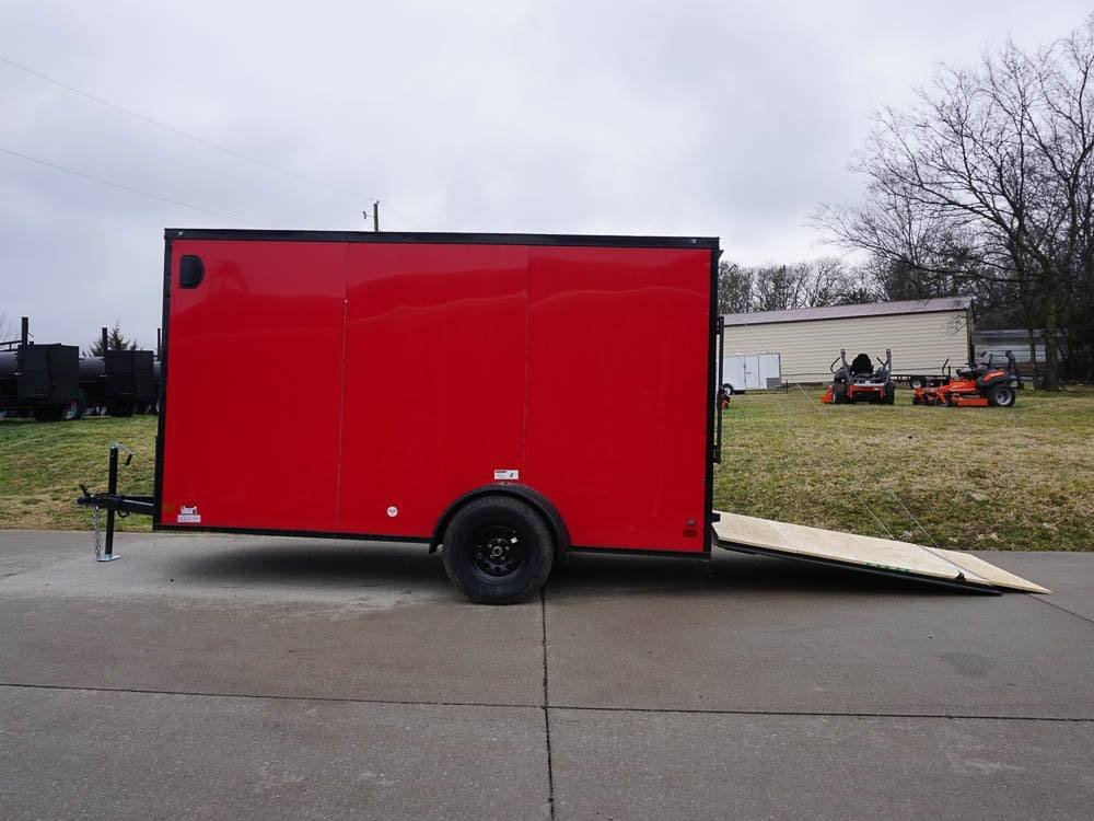 6x12 Enclosed Trailer Red V-Nose Blackout Package 3,500lb Axle Storage image 13