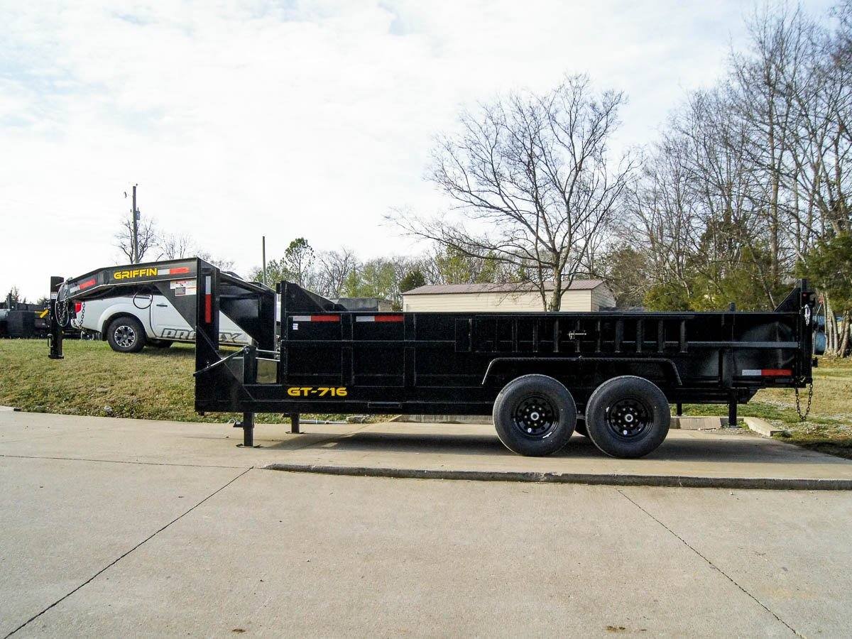 7x16 Gooseneck Telescopic Dump Trailer with 2ft Sides (2) 7K Axles image 2