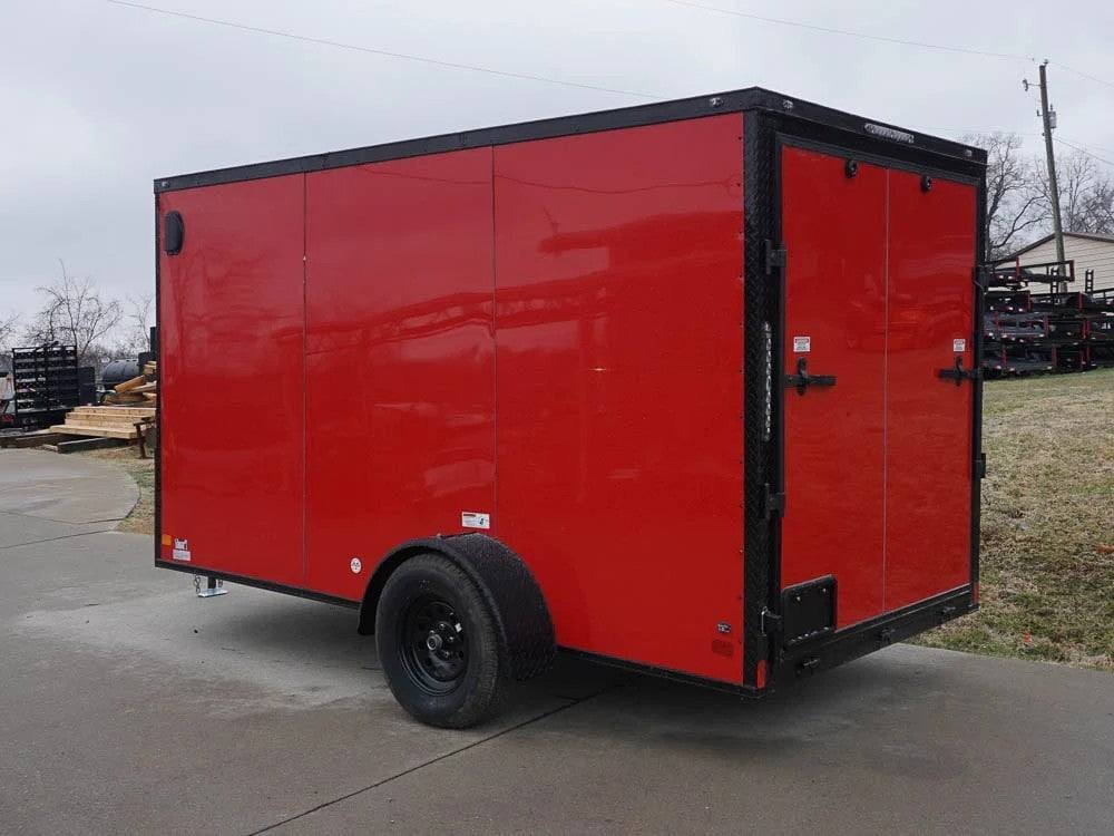 6x12 Enclosed Trailer Red V-Nose Blackout Package 3,500lb Axle Storage image 3