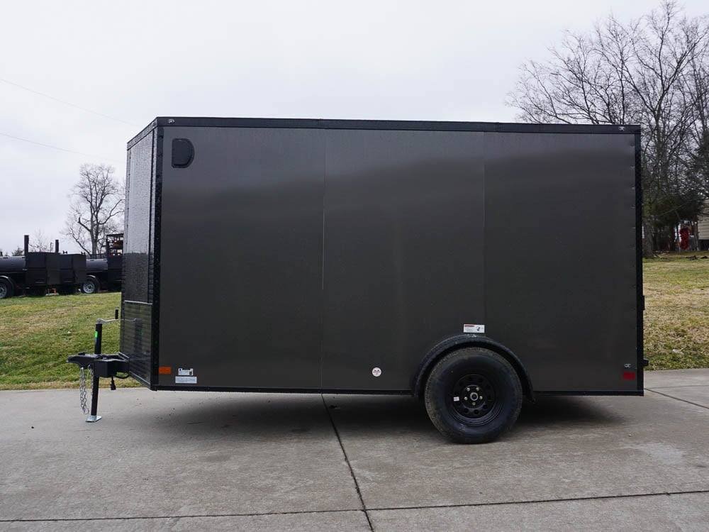 7x12 Enclosed Trailer Charcoal V-Nose Blackout Package 3,500lb Axle Storage image 3