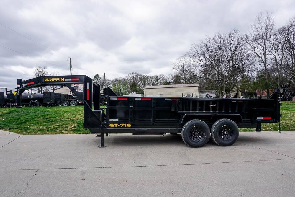 Hydraulic 7'x16' 2ft Side Gooseneck Dump Trailer (2) 7K Axles image 3