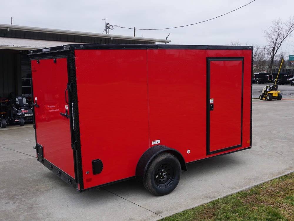 7x12 Enclosed Trailer Red V-Nose Blackout Package 3,500lb Axle Storage image 4