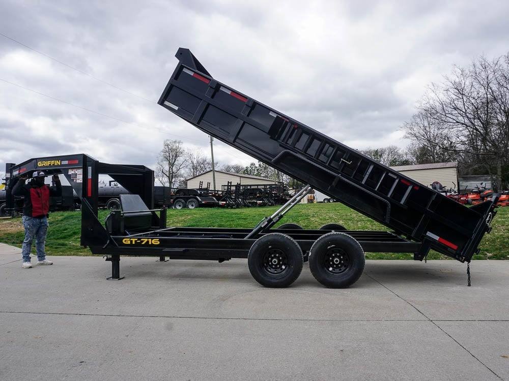 Hydraulic 7'x16' 2ft Side Gooseneck Dump Trailer (2) 7K Axles image 21