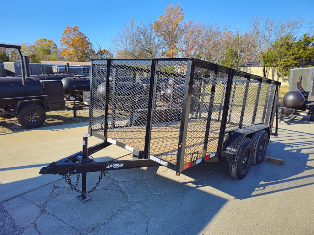 6.4' X 12' Straight Deck Tandem Utility Trailer 4ft Mesh Sides (2) 3,500lb Axles image 1