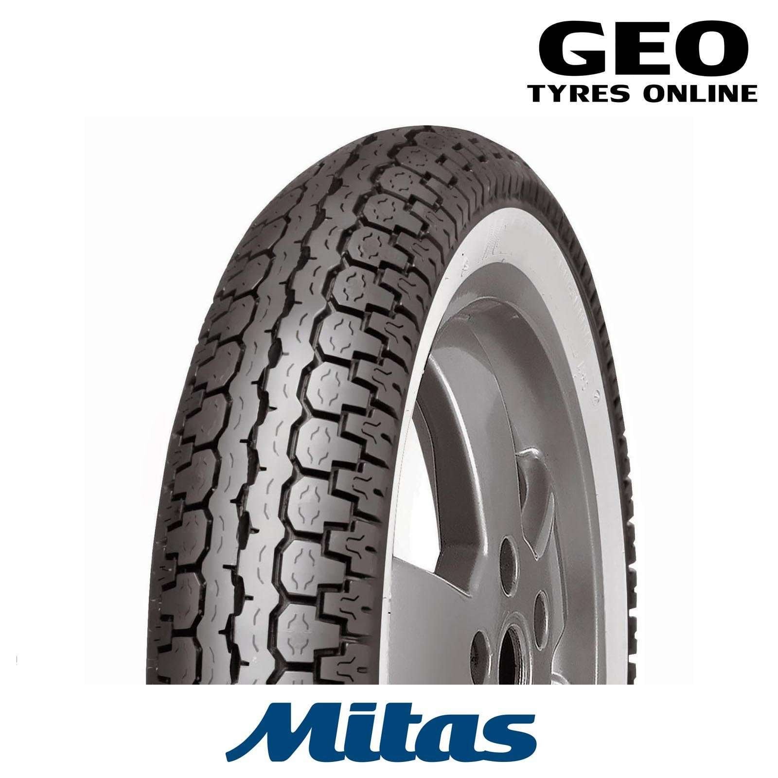 3.50-10 B14 Classic White Wall Mitas Scooter Tyre image 0