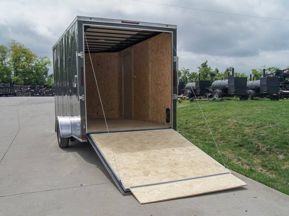 7x12 Charcoal V-Nose Custom Enclosed Trailer 3500lb Axle with Brake Storage image 5