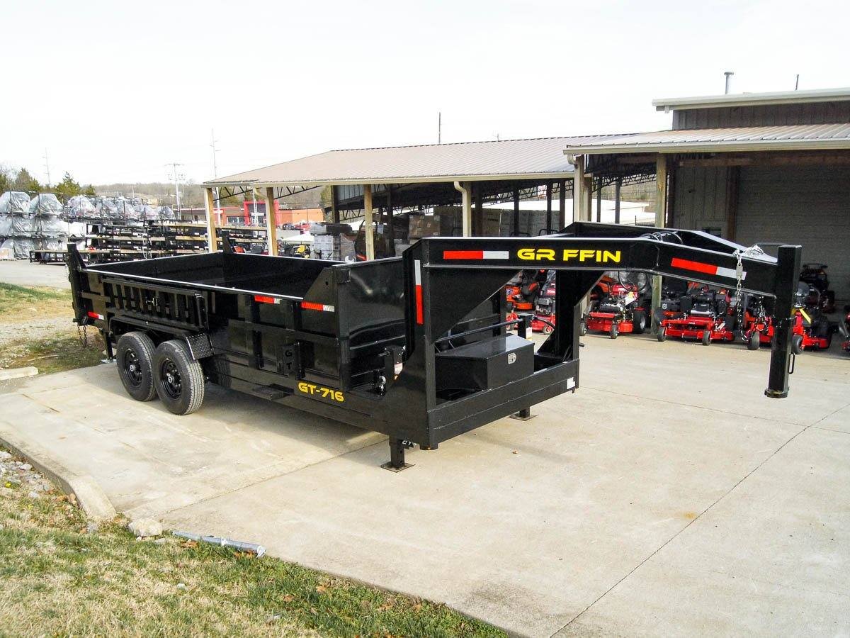 7x16 Gooseneck Telescopic Dump Trailer with 2ft Sides (2) 7K Axles image 7