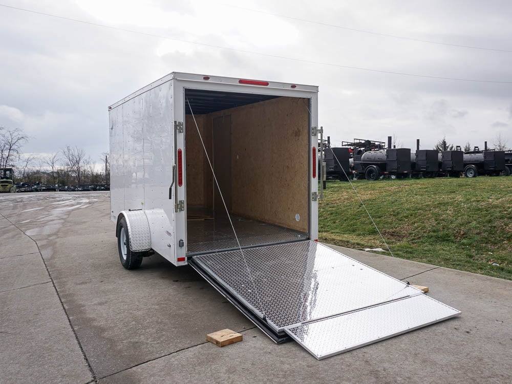 6' X 12' White Enclosed V-Nose Trailer with Diamond Plate Floor Storage image 13