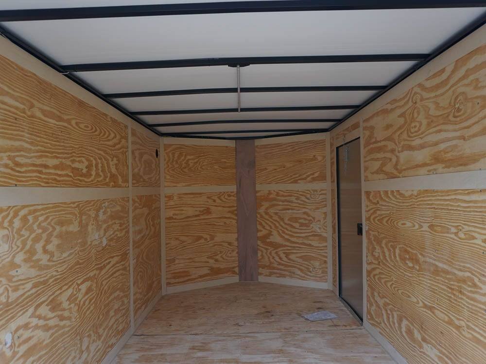 7x12 Enclosed Trailer Red V-Nose Blackout Package 3,500lb Axle Storage image 16