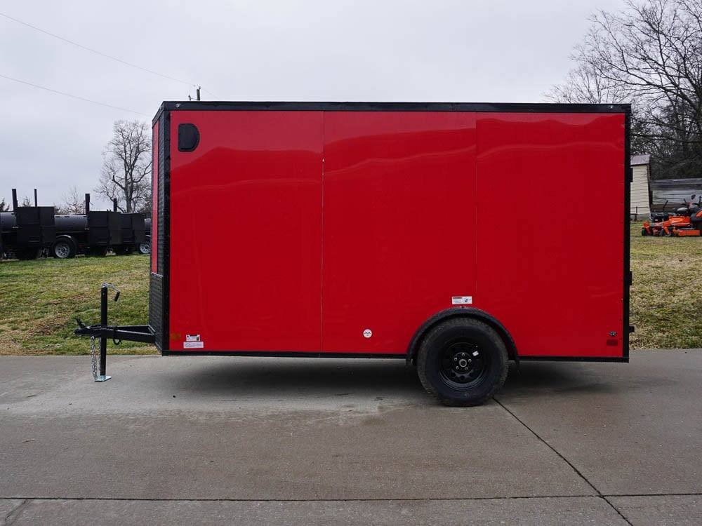 6x12 Enclosed Trailer Red V-Nose Blackout Package 3,500lb Axle Storage image 4