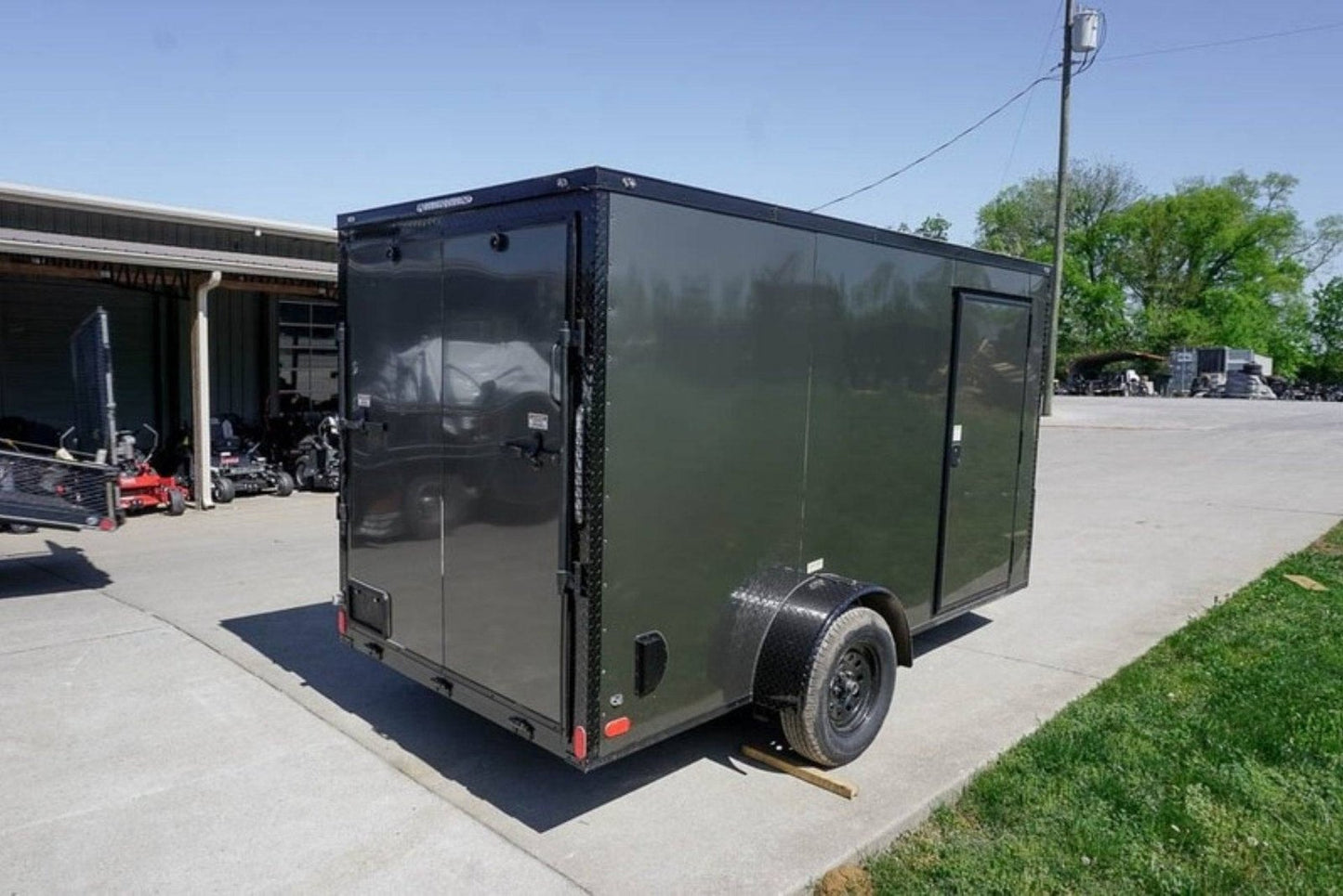 6x12 Enclosed Trailer Charcoal V-Nose Blackout Package 3,500lb Axle Storage image 6